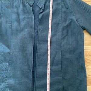 Eileen Fisher blue silk open jacket.